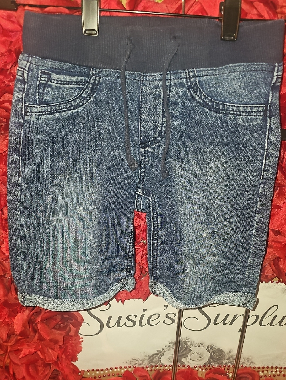 Vanilla Star Kids Soft Slip On Denim Bermuda Shorts Size 8